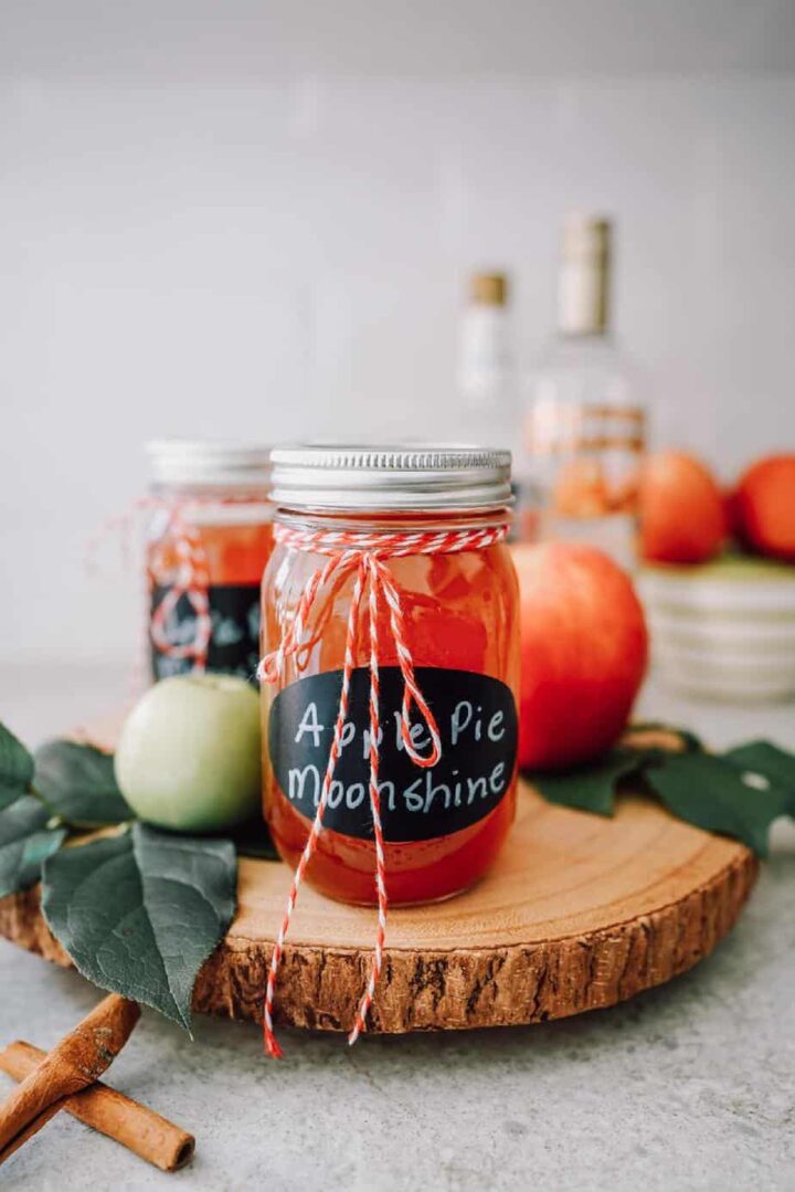 Apple Pie Moonshine- 5 apple, apples, apple pie, apple pie moonshine, moonshine, alcohol, drink, martini, instant pot, Ninja Foodi, beverage, cocktails, vodka, ever clear