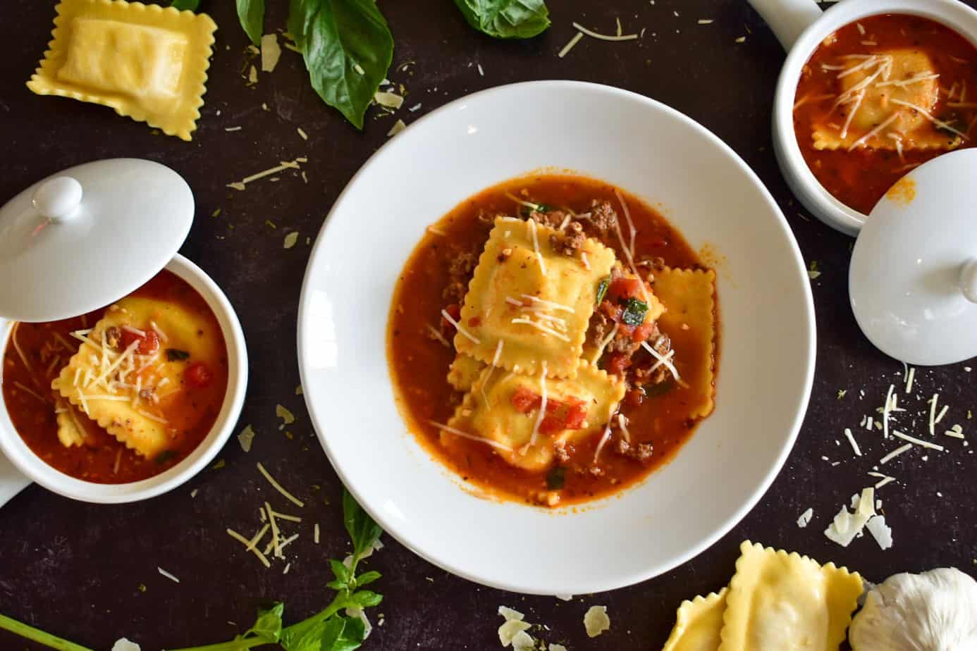ravioli soup, instant pot, ninja foodi, ravioli, soup, italian, dinner, sausage, beef, pork