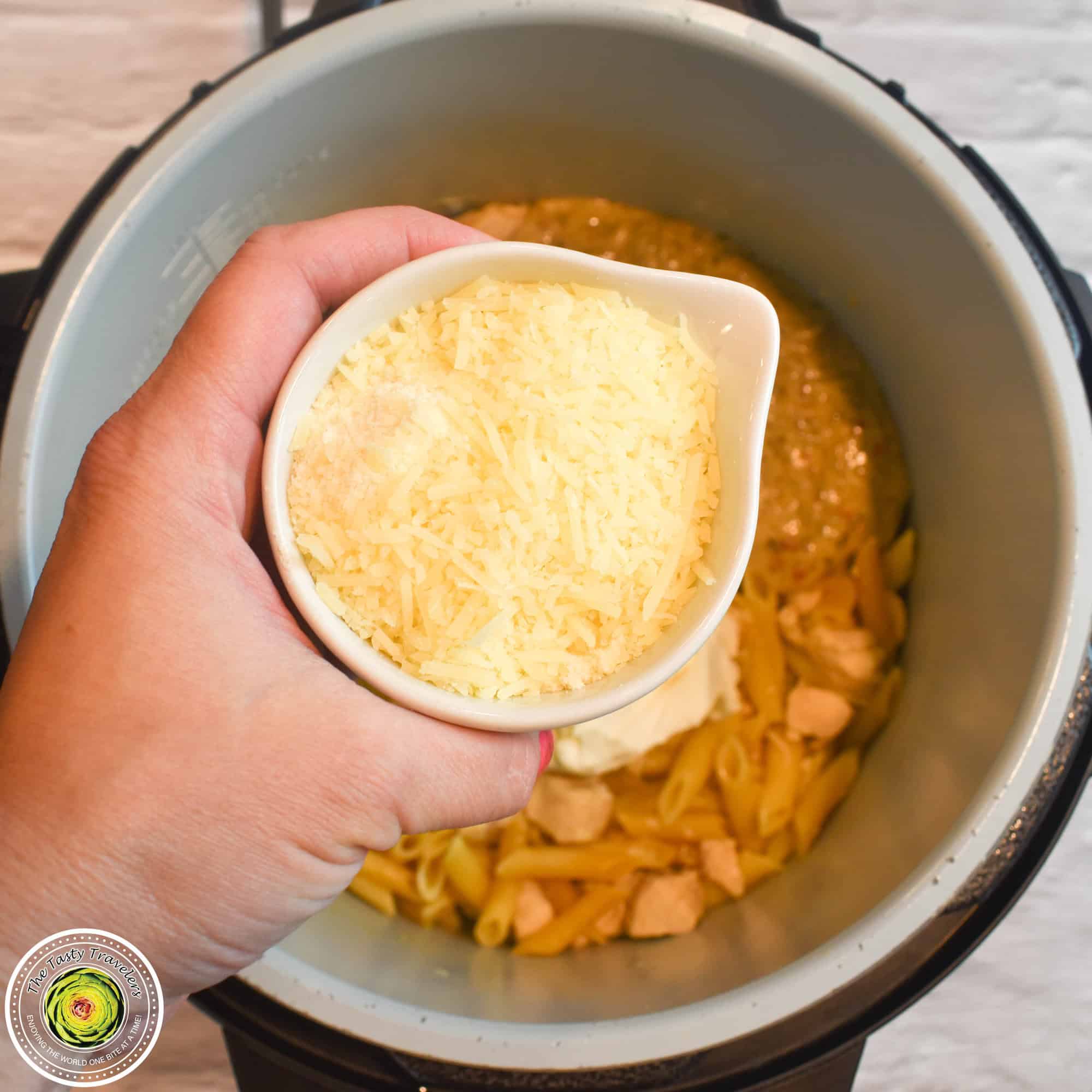 Instant Pot Parmesan Garlic Chicken Pasta The Tasty Travelers 