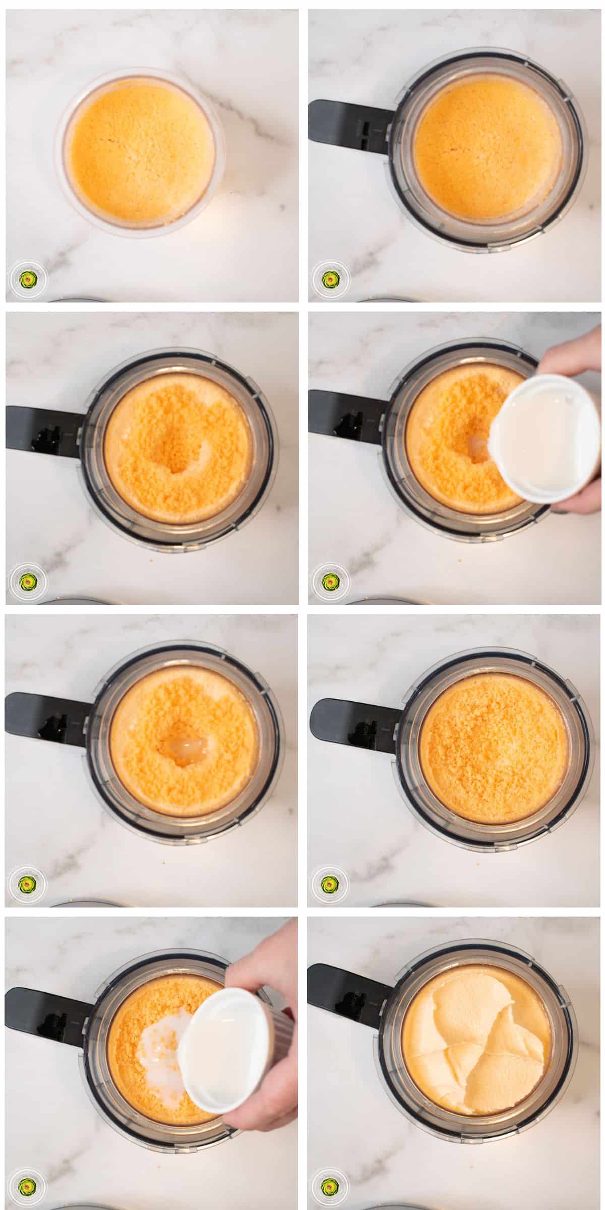 Steps for processing the Ninja Creami Orange Creamsicle Protein Ice Cream in the Ninja Creami machine