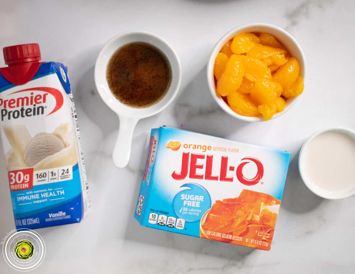 Ninja Creami Orange Creamsicle Protein Ice Cream ingredients flat lay