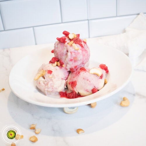 Baseball Nut Protein Ice Cream in a bowl close up