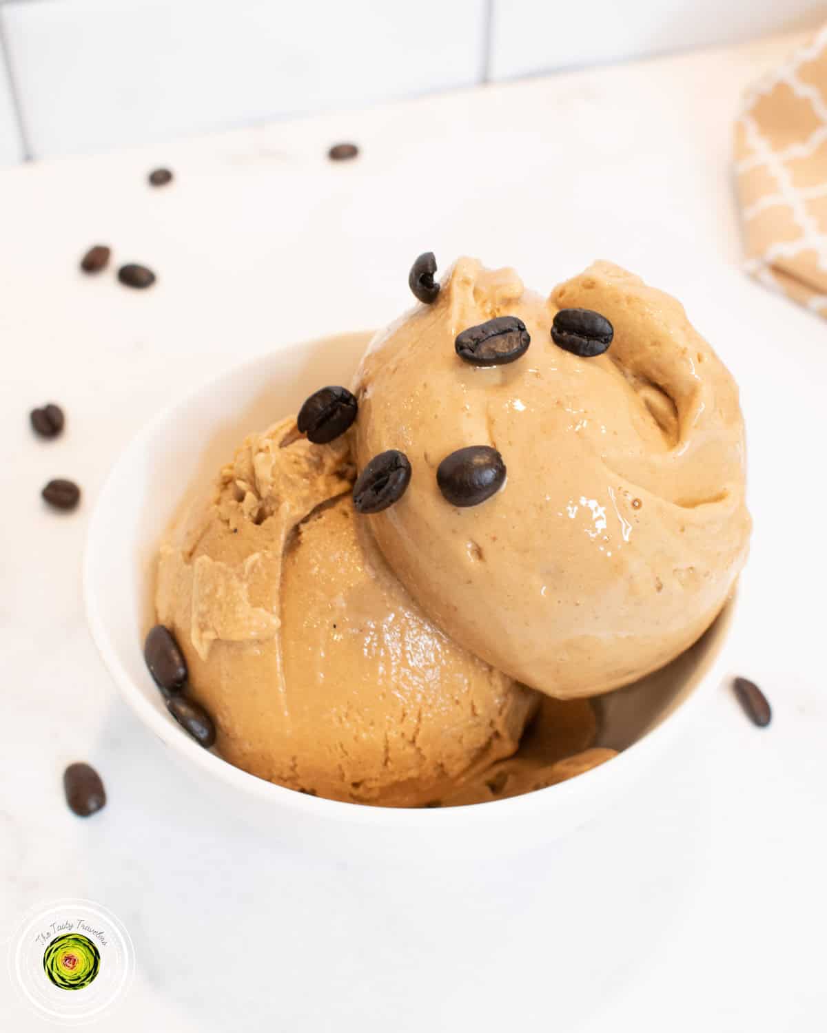 Ninja Creami Coffee Protein Ice Cream in pint container showing rich brown coffee color and creamy texture