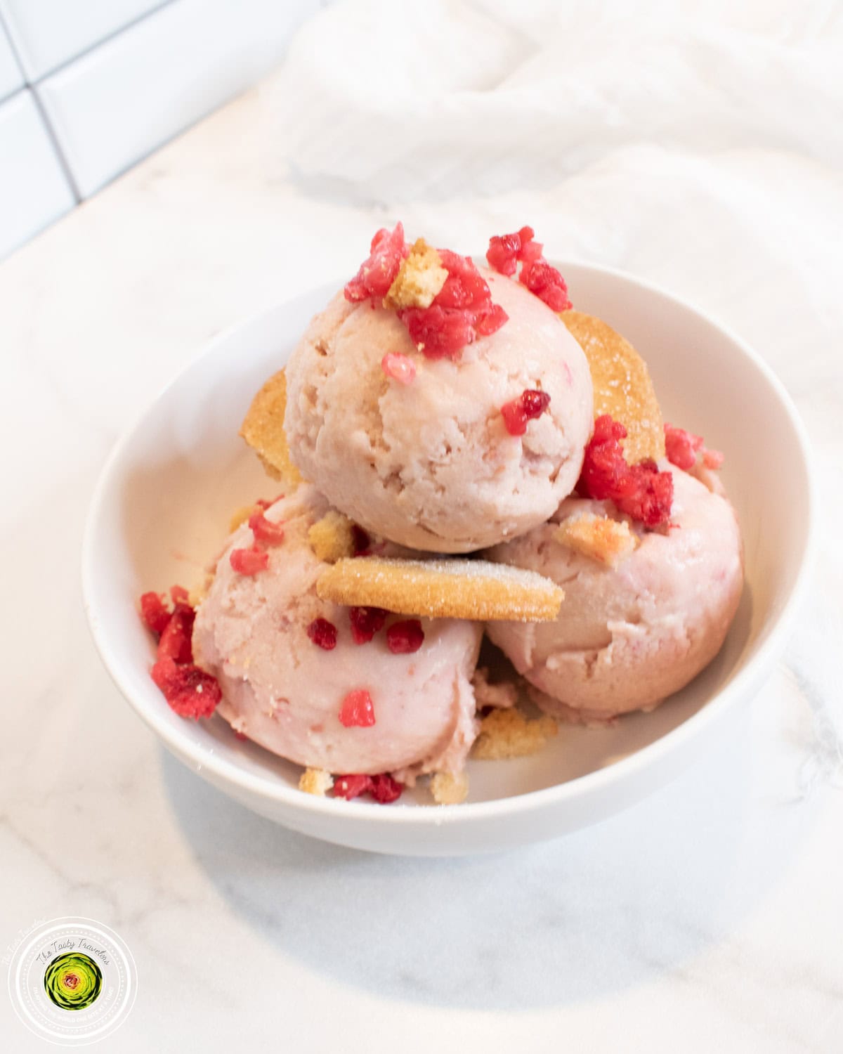 Ninja Creami Raspberry Sugar Cookie Protein Ice Cream scooped