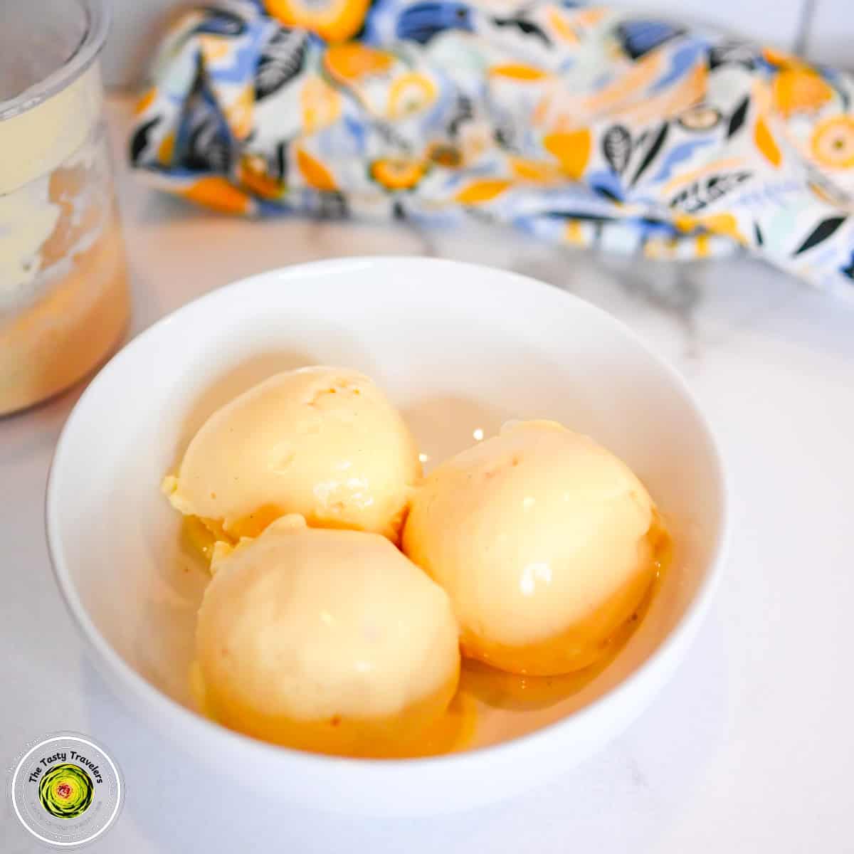 Ninja Creami Low Calorie Peach Frozen Yogurt - The Tasty Travelers