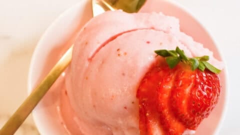 Ninja Creami Strawberry Frozen Yogurt - The Tasty Travelers