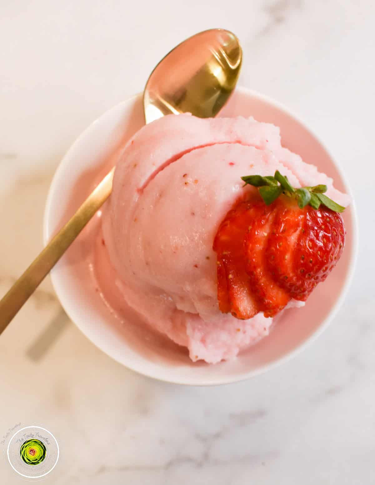 Ninja Creami Strawberry Frozen Yogurt - The Tasty Travelers