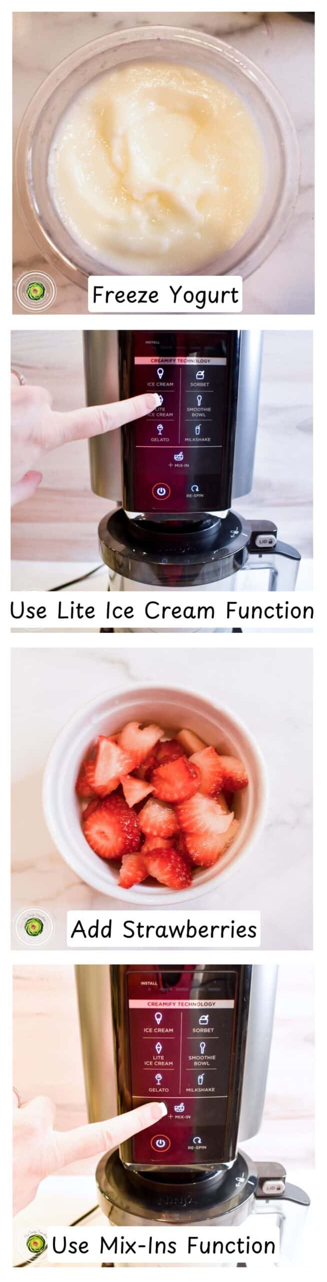Ninja Creami Strawberry Frozen Yogurt Steps