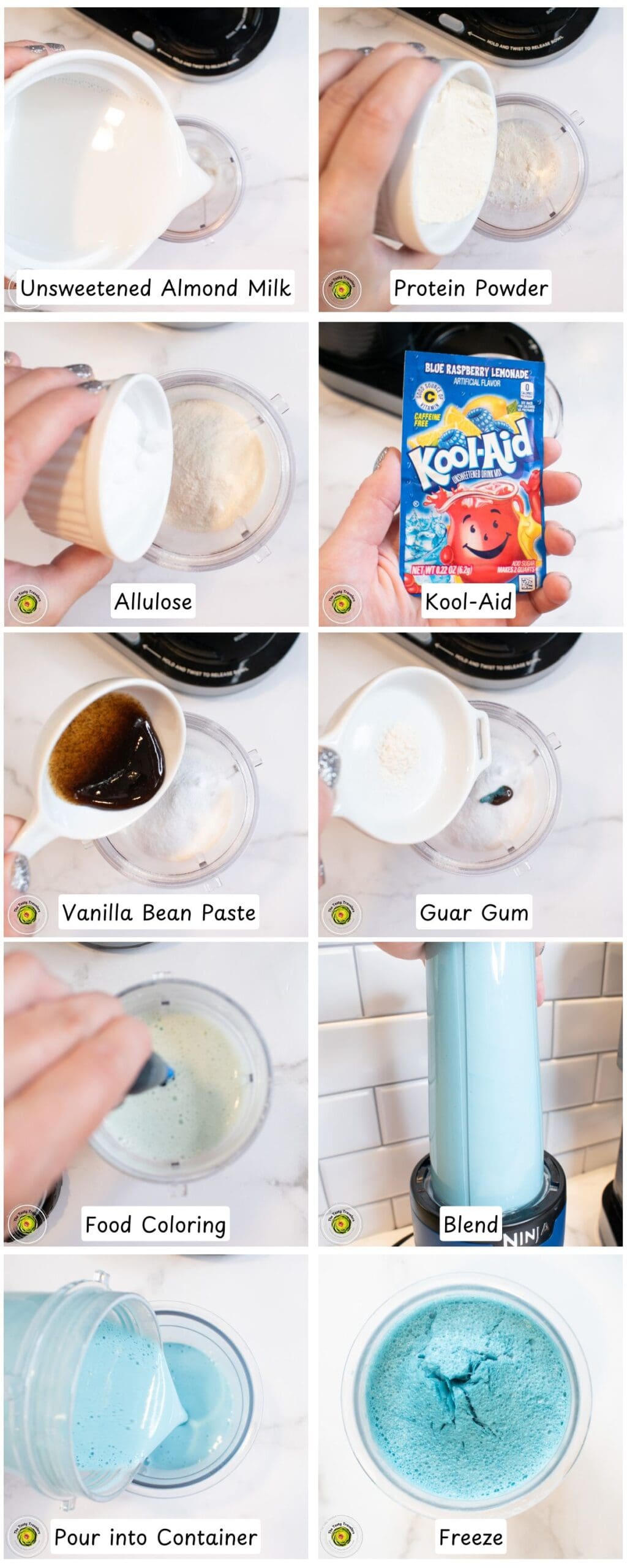 Ninja Creami Blue Raspberry Cotton Candy Protein Ice Cream Make the Base