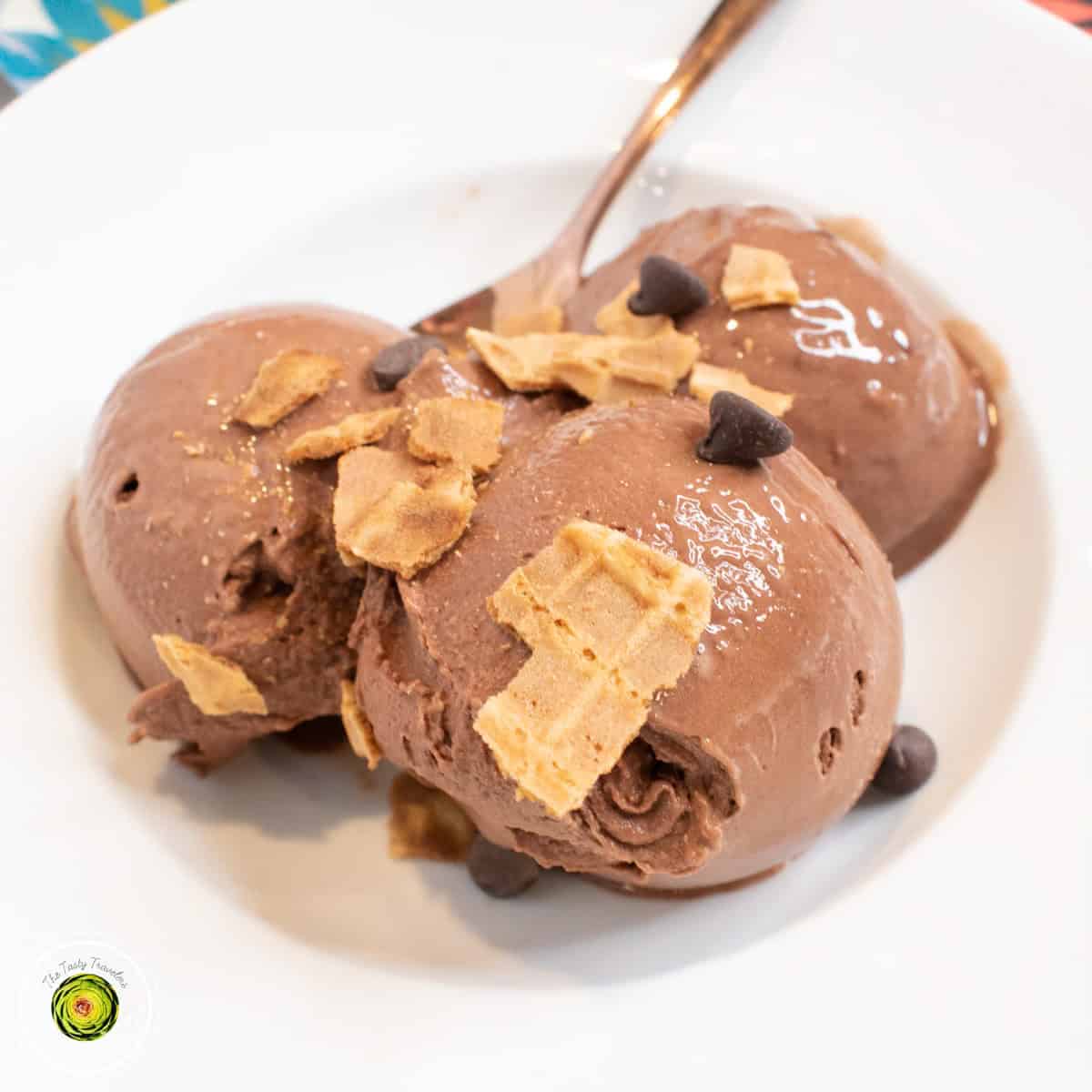 Ninja Creami Caramel Fudge Waffle Cone Protein Ice Cream