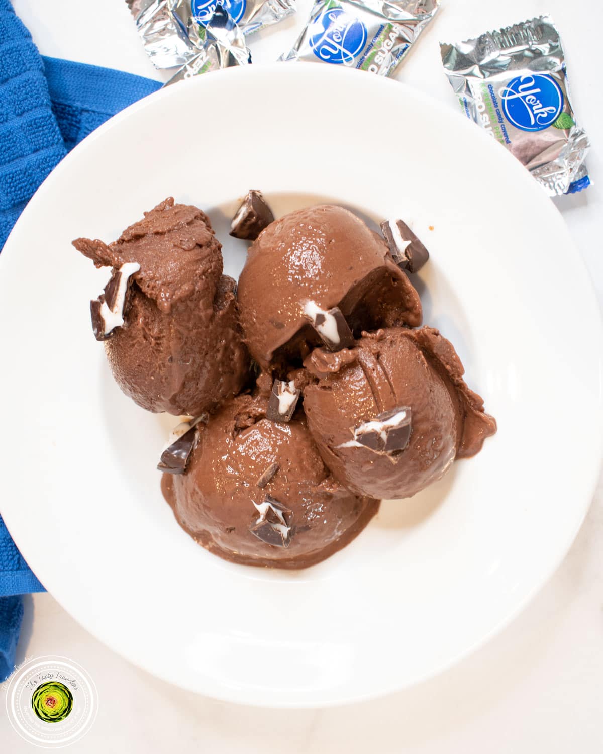 Ninja Creami York Peppermint Patty Protein Ice Cream in pint container showing thick creamy texture