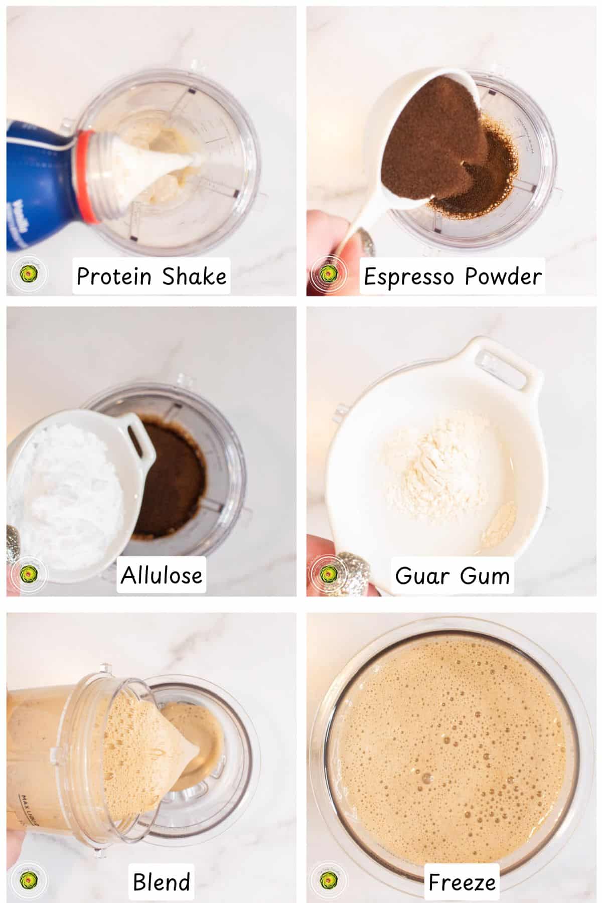 Steps for making the Ninja Creami Coffee Protein Ice Cream base mixture