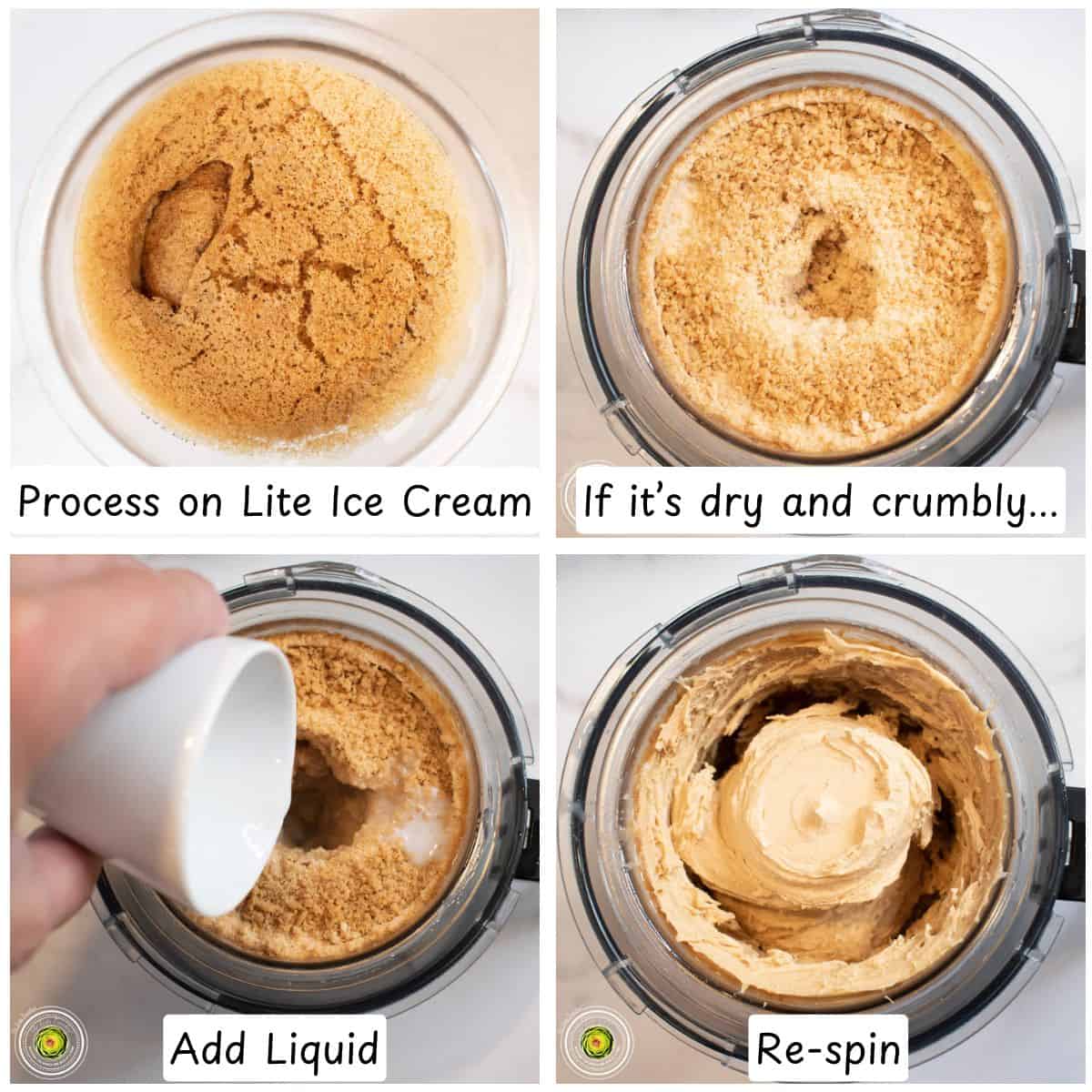 Steps for processing the Ninja Creami Coffee Protein Ice Cream in the Ninja Creami machine