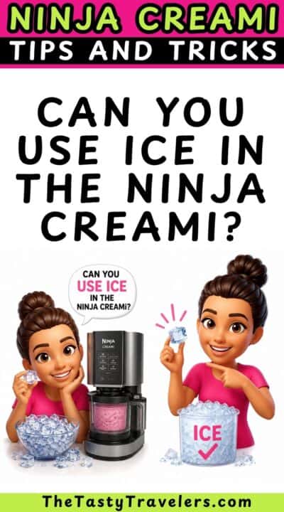 Kids making ninja ice cream with ice and ninja cream machine.