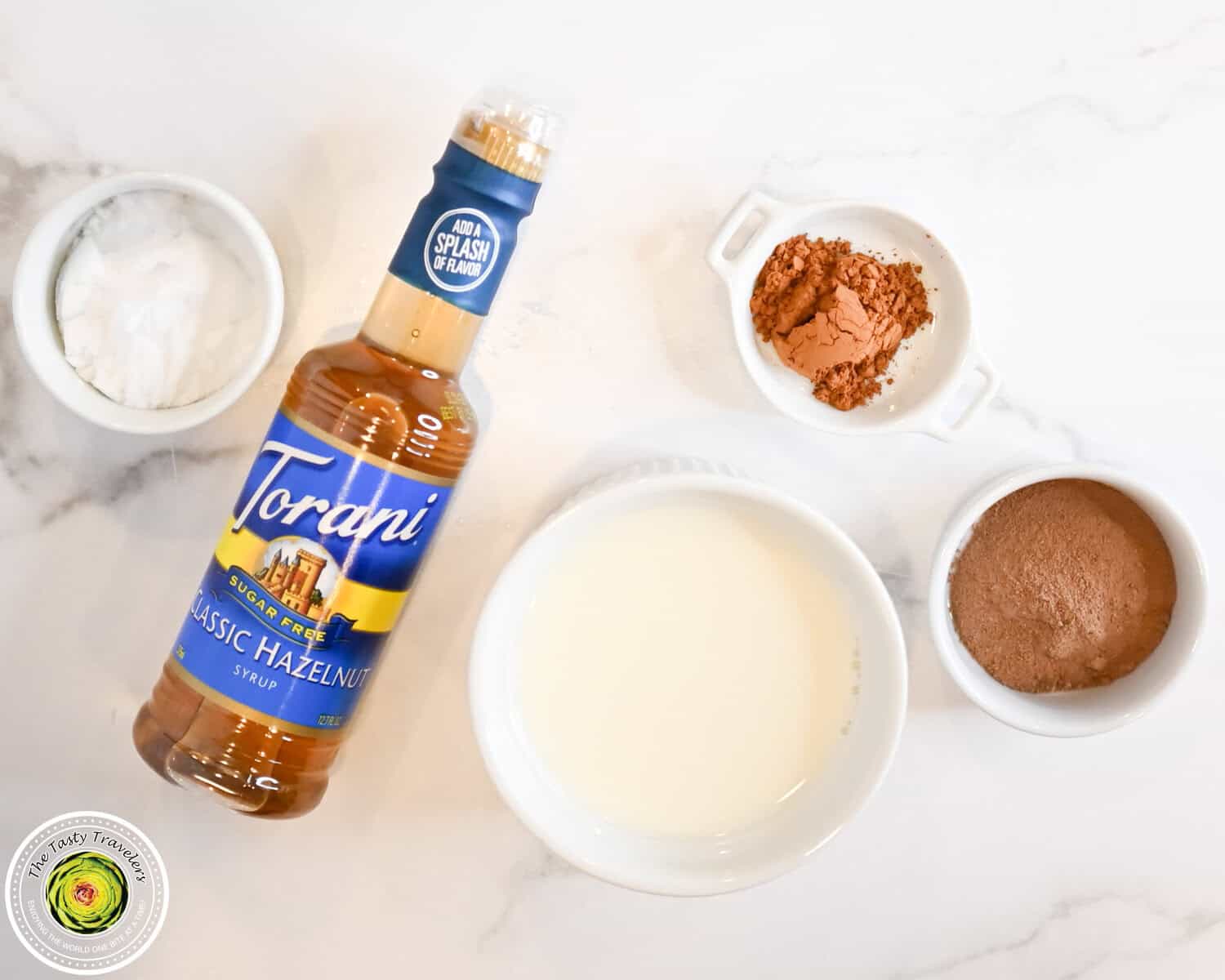 Ingredients for Ninja Creami low calorie chocolate hazelnut ice cream