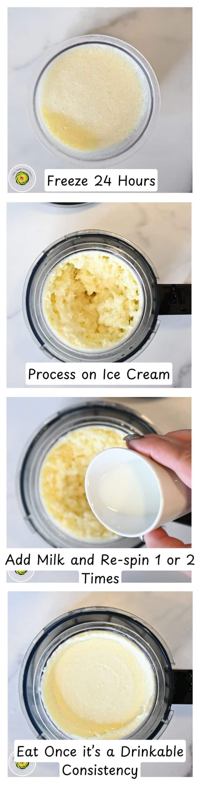 Processing the Ninja Creami low calorie frosted lemonade on the ice cream setting