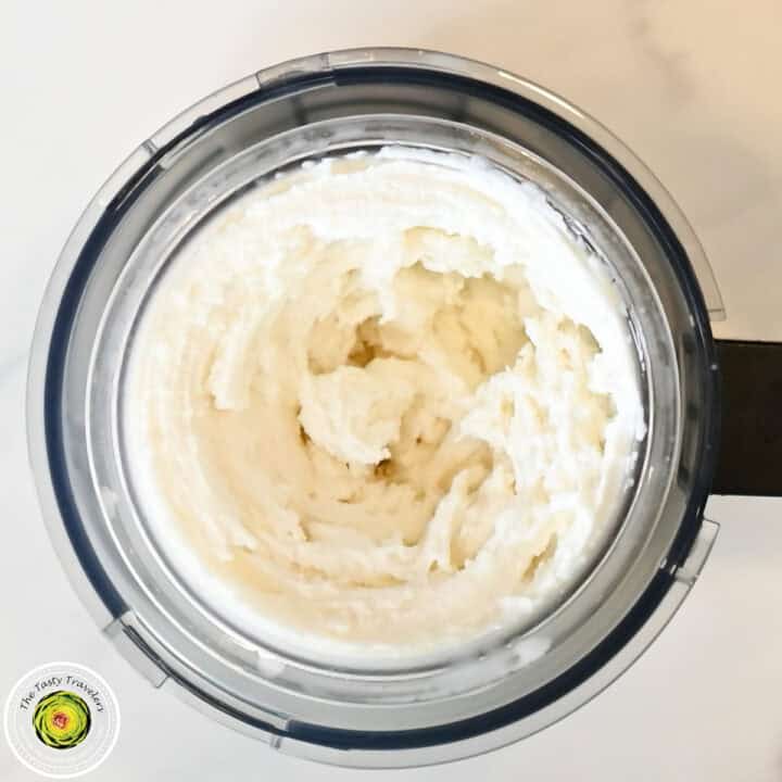 Creamy marshmallow ice cream in a Ninja Creami machine.