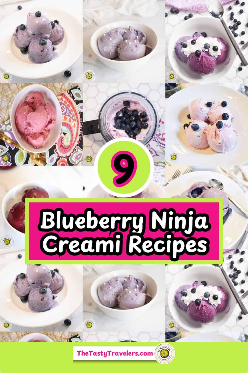 Colorful blueberry ninja ice cream recipes for summer desserts.