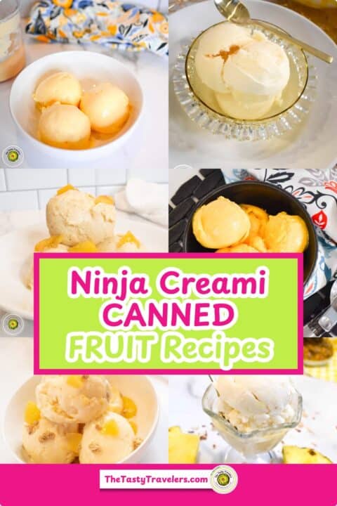 Assorted canned fruit recipes with creamy textures and vibrant colors.