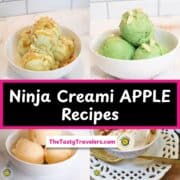 Assorted ninja cream ice cream recipes with toppings and bowls.