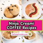 Delicious coffee-flavored ice cream and cake with fresh fruit toppings.