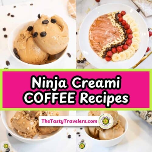 Delicious coffee-flavored ice cream and cake with fresh fruit toppings.
