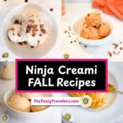 Assorted ninja-themed fall ice cream recipes with toppings and cookies.
