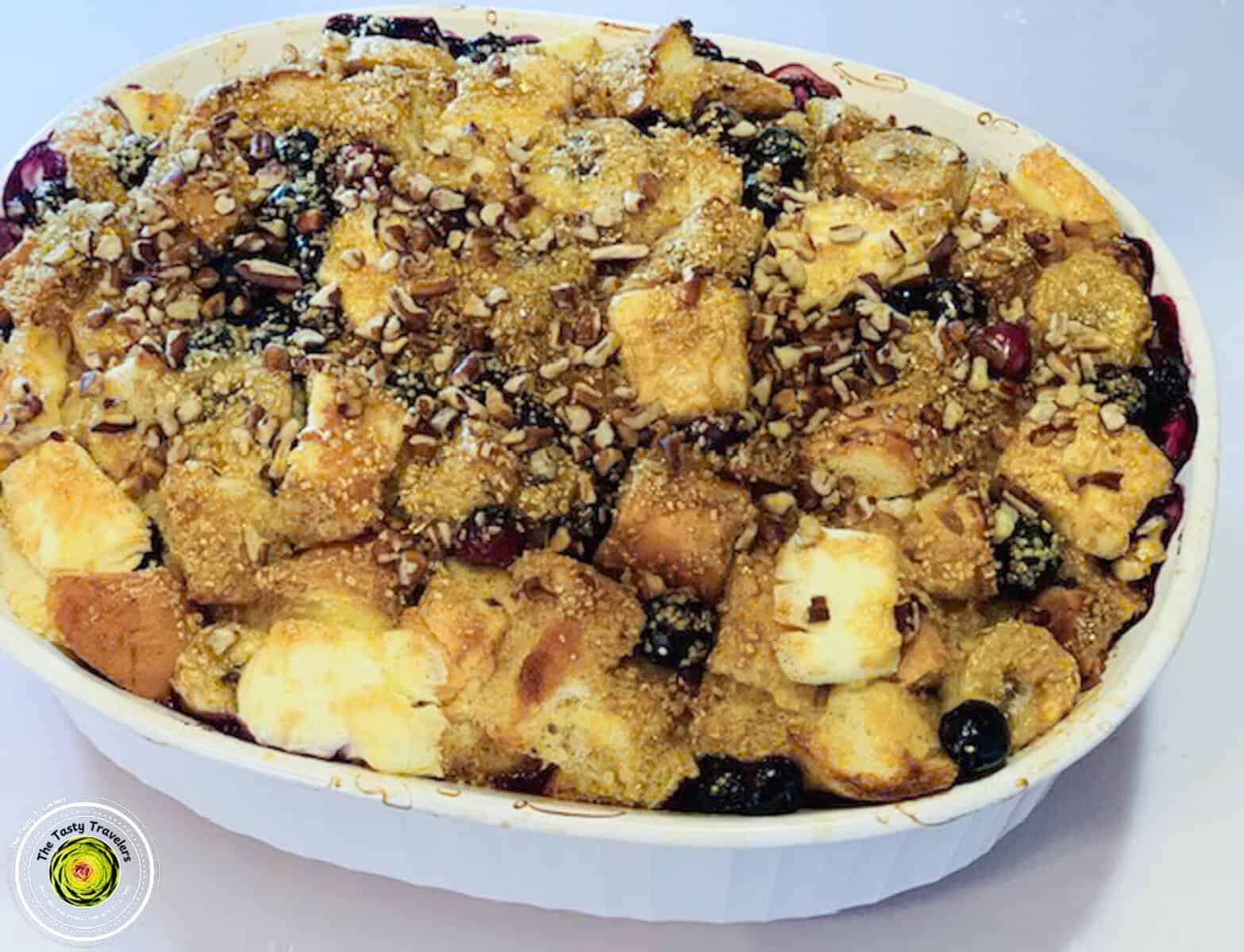 Blueberry Cream Cheese Bread Pudding A La Mode